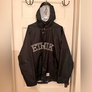 Ethik Mens Waterproof Black and White Button Down Jacket